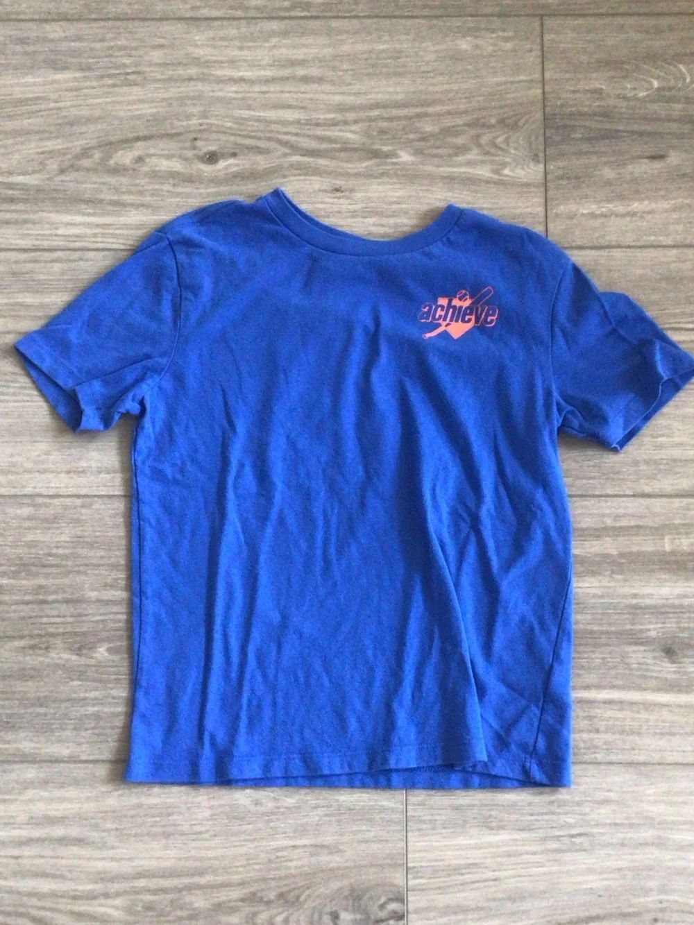 Old Navy Blue Short Sleeve Tee with Pink 'achieve' Chest Graphic